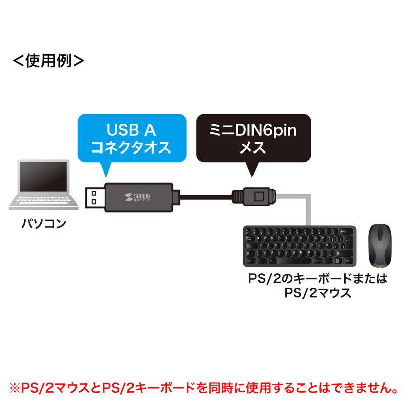 USB-PS/2変換コンバータ 1ポート ドライバ不要 ブラック USB-CVPS5 サンワサプライ ネコポス対応｜esupply｜05