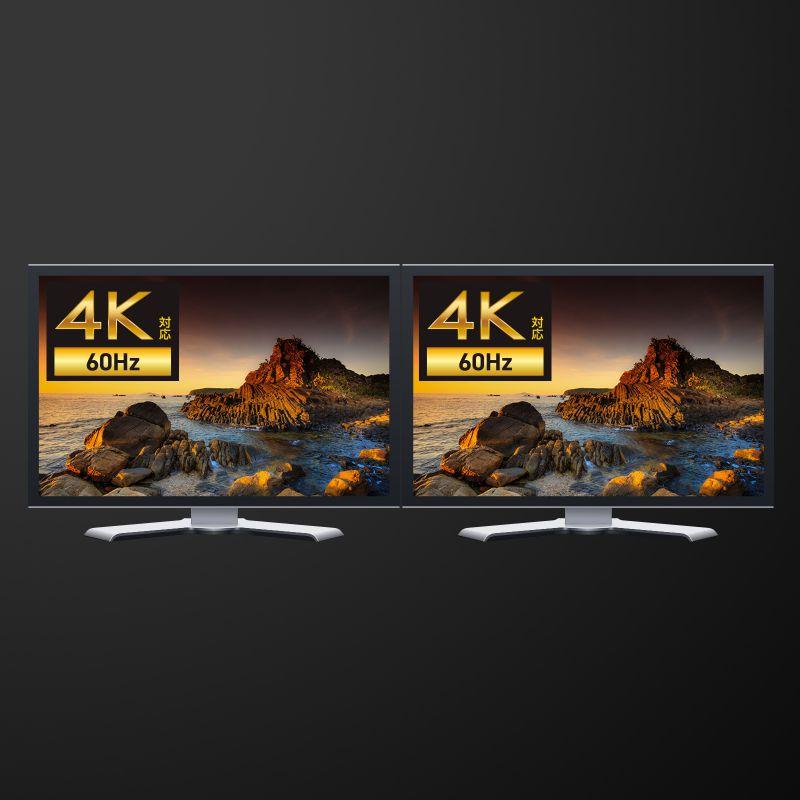 USB-HDMIディスプレイアダプタ 4K/60Hz対応 2画面出力 USB-CVU3HD6 サンワサプライの画像