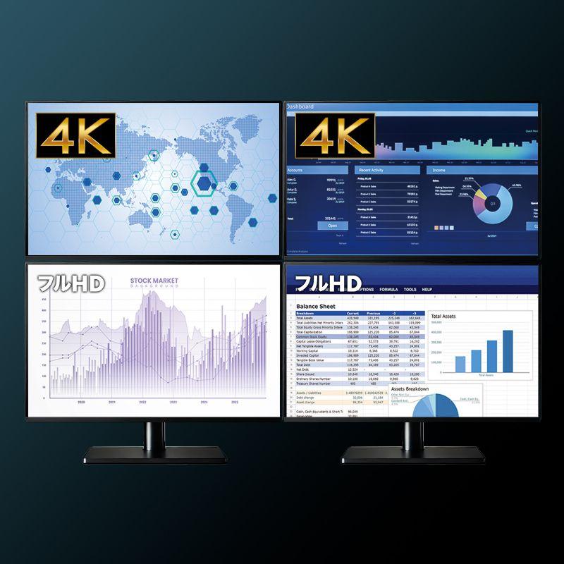 USB-HDMIディスプレイアダプタ 4K/30Hz対応 4画面出力 USB-A接続 変換アダプタ USB-CVU3HD7 サンワサプライの画像
