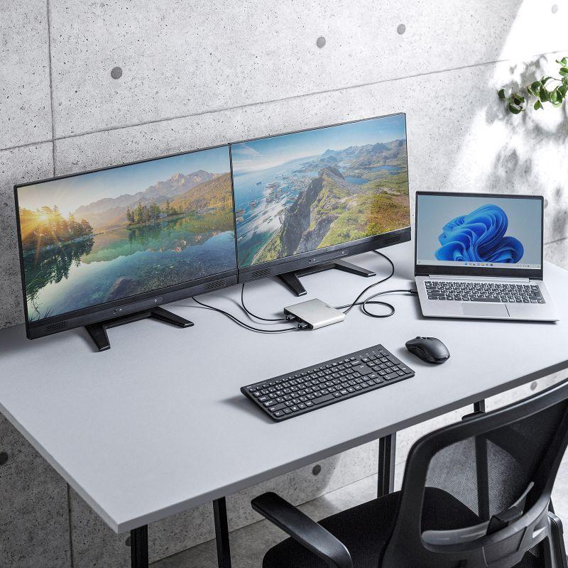 USB-HDMIディスプレイアダプタ 4K/30Hz対応 4画面出力 USB-A接続 変換アダプタ USB-CVU3HD7 サンワサプライの画像