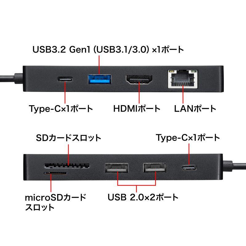 ドッキングステーション USBハブ タイプC USB3.2 Gen1 HDMI LANポート カードリーダー搭載 机固定アタッチメント付き USB-DKM3BK サンワ・ ネコポス対応｜esupply｜18