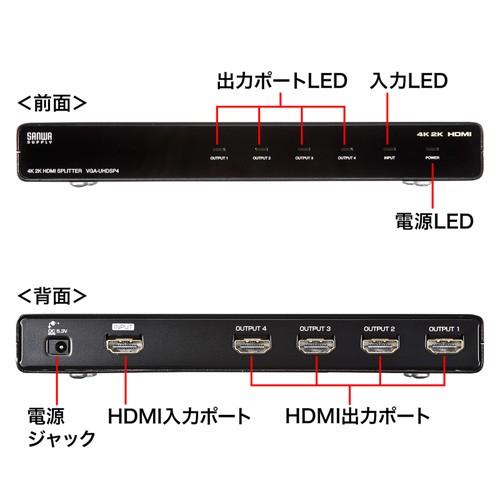 HDMI分配器 1入力 4出力 4K 2K カスケード接続 同時出力  VGA-UHDSP4 サンワサプライ｜esupply｜02