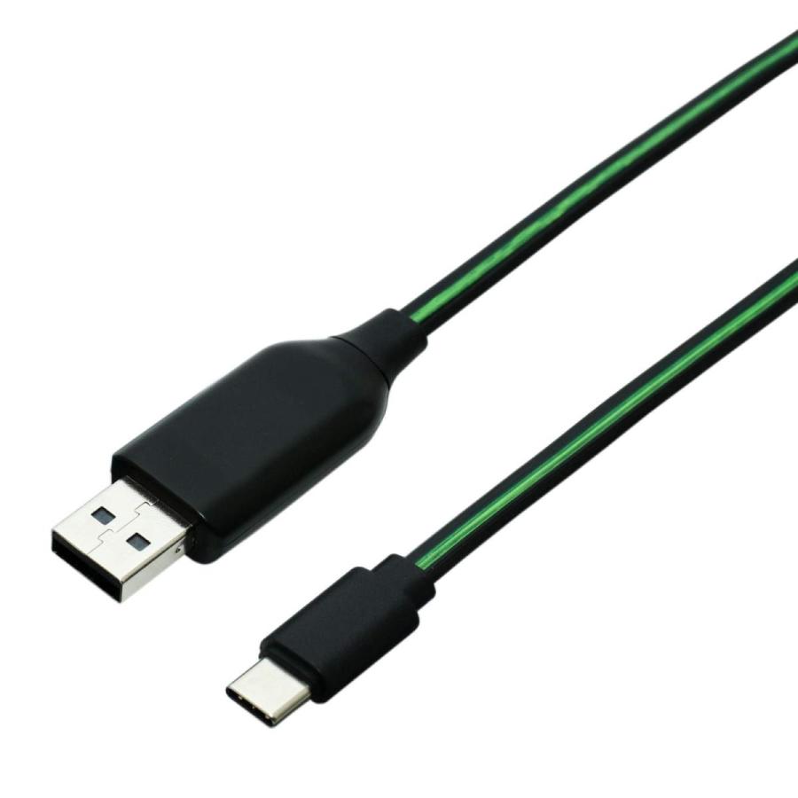 ミヨシ MCO LED内蔵USBケーブル USB Type-Cコネクタ グリーン SLE-C10/GN