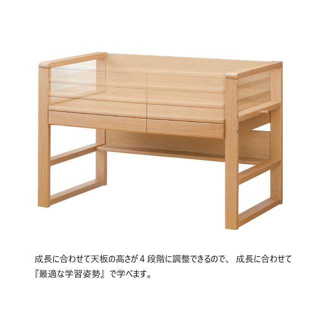 浜本工芸 学習机 学習デスク No17 デスク単品 100幅 高さ調節 100×65 日本製 引出 ナラ 無垢 シンプル_2