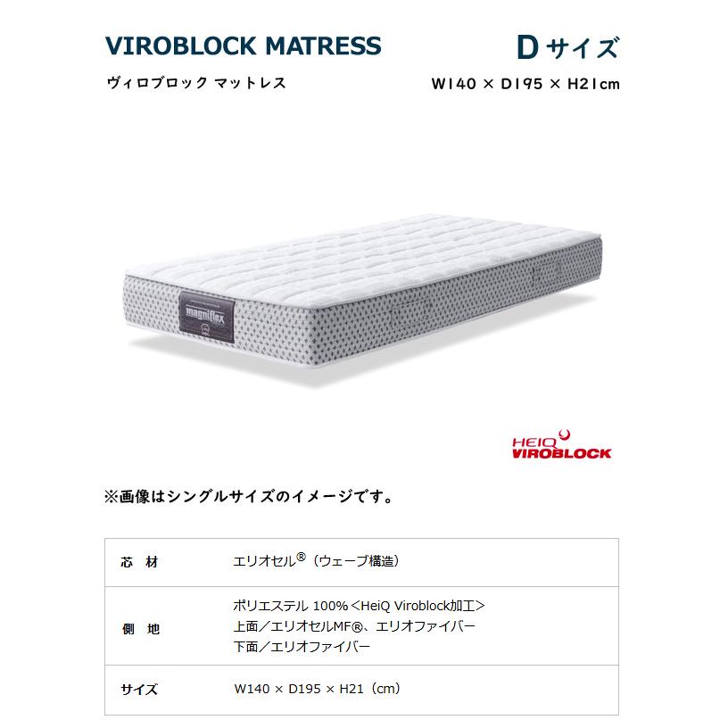マニフレックス ヴィロブロック マットレス D ダブル マットレス viroblock ウイルス除去 抗ウイルス加工 ハイキュの画像