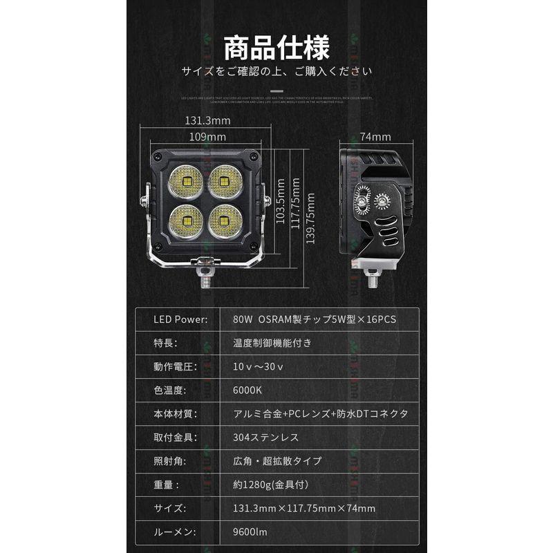 作業灯　8台セットledワークライト　12vled作業灯　ワークライト　led作業灯　led作業灯　24v　80W　船舶用　車用　建築機械用