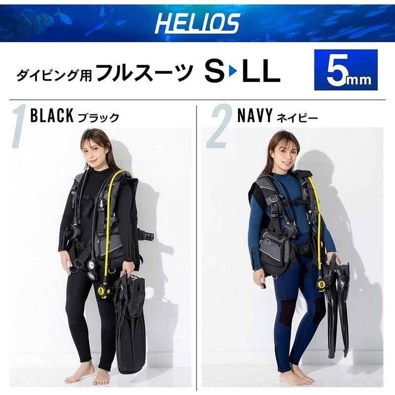 HELIOS ダイビング ウェットスーツ メンズ フルスーツ 5mm スキューバダイビング シュノーケリング 日本規格 ダイビングスーツ 男性用 ガンメタル XLサイズ
