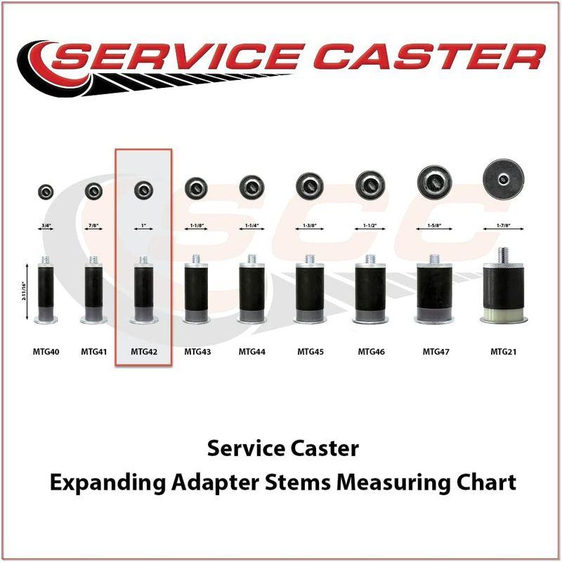 キャスター　Service　Caster　5インチ　x　1.25インチ　1インチの拡張ステム　ブレーキ付き　ハードラバーホイールスイベルキャスター