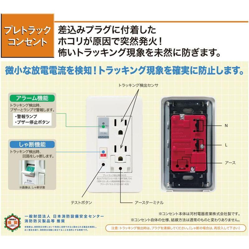 電気製品　神保電器　プレトラックコンセント　アラーム機能　しゃ断　アースターミナル付15A・20A兼用コンセント　エアコン用樹脂プレート　AC100V