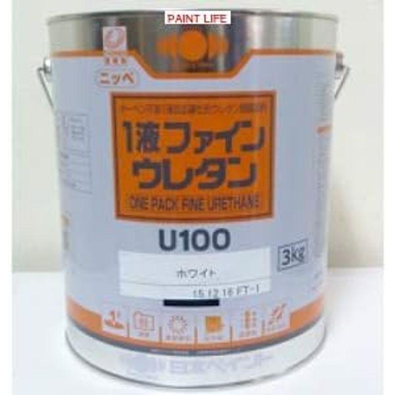 外部用　業務用　鉄部　日本ペイント　白　1液ファインウレタンU100　ホワイト　木部　3kg