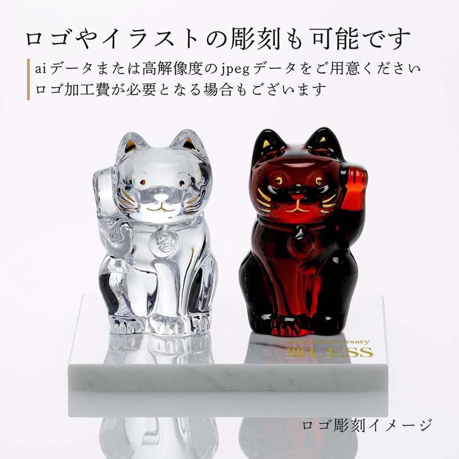 Baccarat バカラ まねき猫 クリア Sサイズ\u0026まねき猫 レッド・大理石 台座 Sサイズ 正規店入荷 名入れ代込 ロゴ対応 オリジナルセット お祝い 長寿の画像