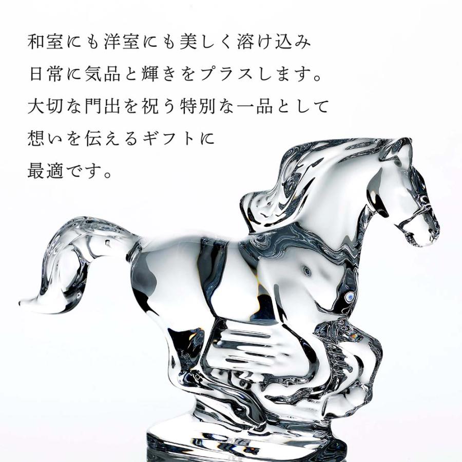 バカラ（Baccarat） 干支 馬 クリア・大理石 台座 20×12cm オリジナル