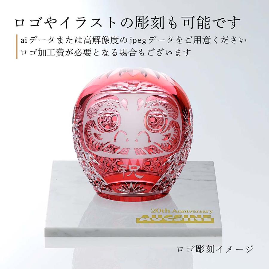 KAGAMI カガミクリスタル 江戸切子 祝だるま（大）・大理石 台座 L
