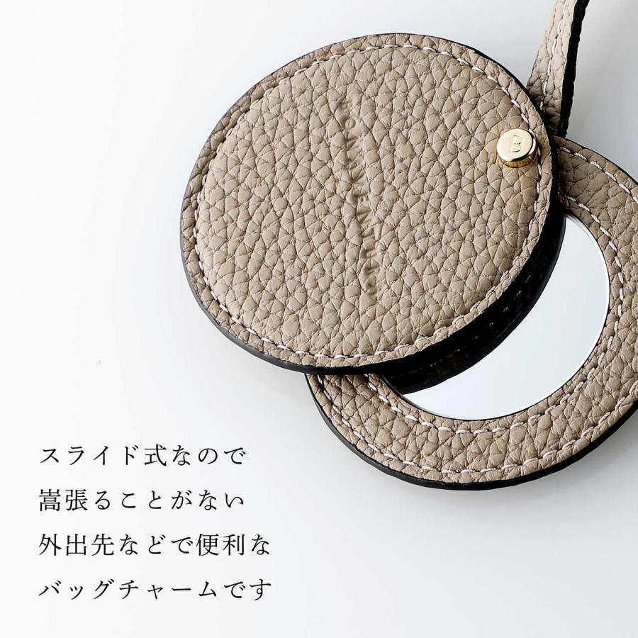 BONAVENTURA ボナベンチュラ コンパクトミラー シュリンクレザー グレージュ 名前 彫刻 刻印 名入れギフト プレゼント 誕生日 記念日 記念品 お祝い ノベルティ | BONAVENTURA | 03