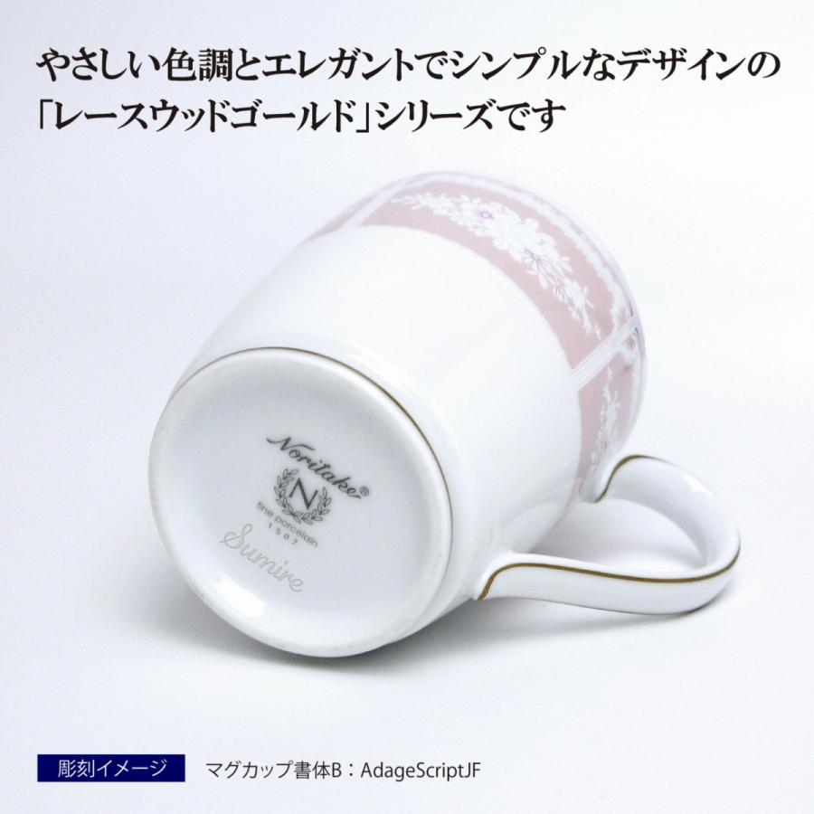 ノリタケ NORITAKE レースウッドゴールド マグカップ ピンク 名入れ
