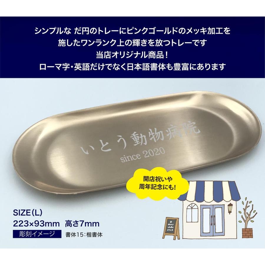 ピングゴールド だ円 キャッシュ トレー Lサイズ 名入れ彫刻代込みの画像