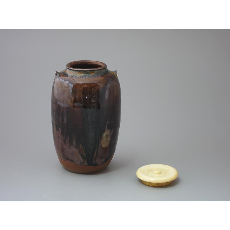 淡々斎書付　銘『千代の栄』　高取　耳付　茶入　共箱　仕服付　茶道具 古高取茶入 銘「瀧桜」 江戸千家二代 自得斎宗雪箱書 仕服4添え