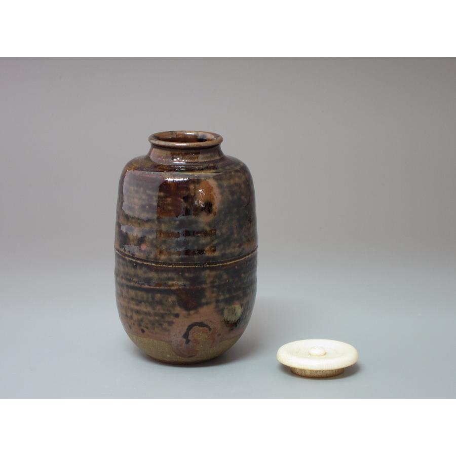 ち*な様 ちゃちゃひな 松本鐡山 古瀬戸 耳付茶入 仕覆 鎌倉間道 共箱 松本鐡山 古瀬戸 耳付茶入 仕覆 鎌倉間道 共箱