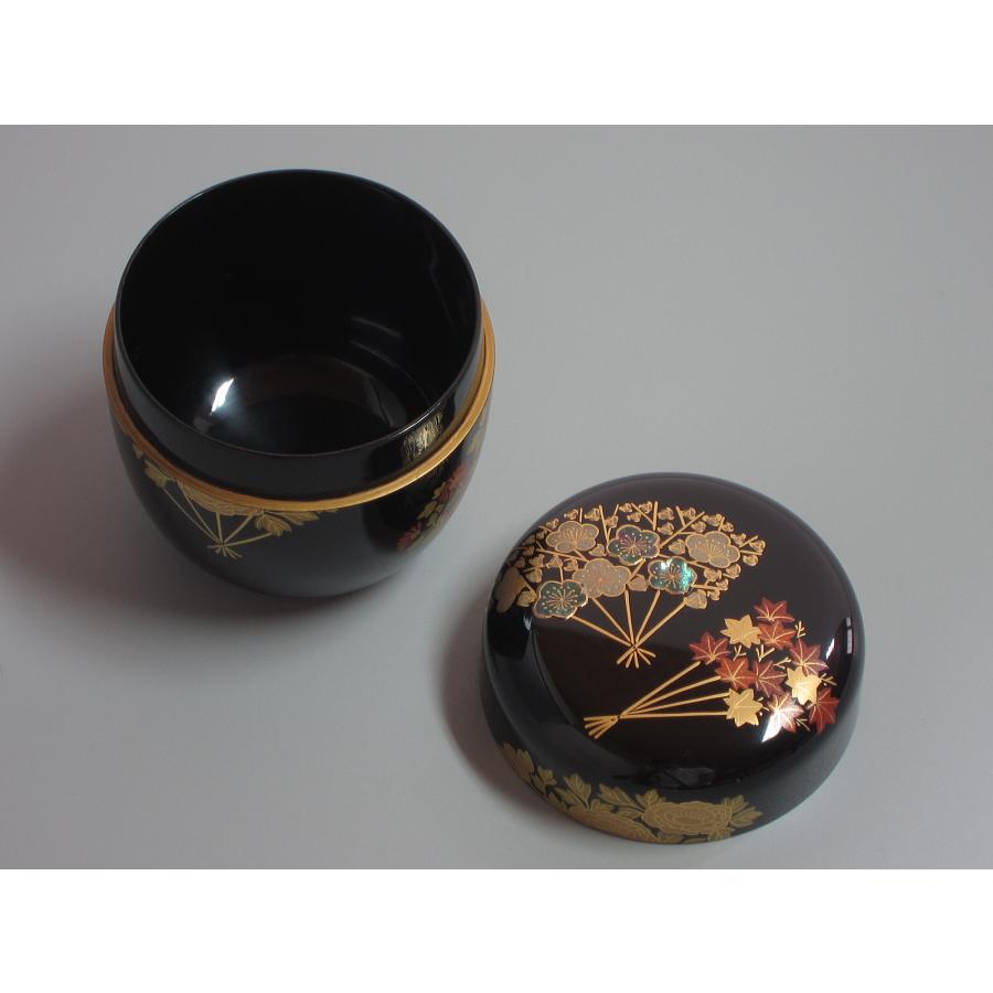 一心斎作　花扇　蒔絵　乾漆　棗　共箱　茶道具 一心斎作 花扇 蒔絵 乾漆 棗 共箱 茶道具