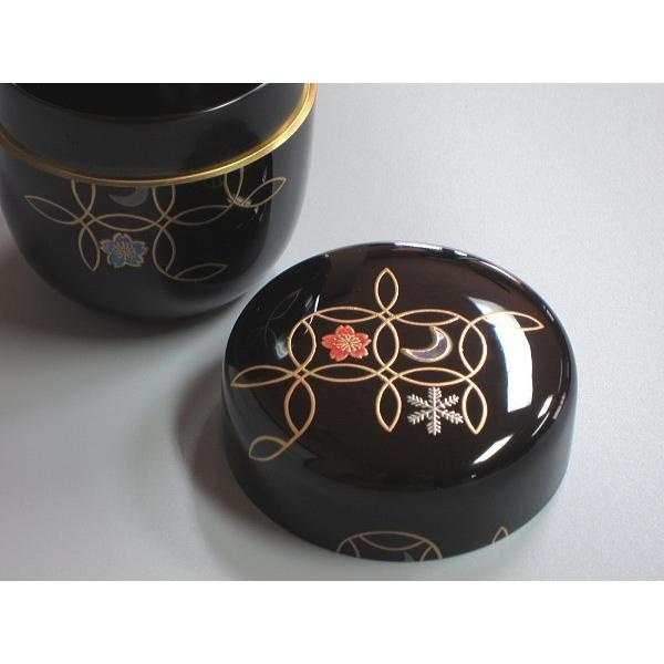 七宝雪月花蒔絵黒中棗 中村宗悦造 共箱 : 茶道具商 越中屋