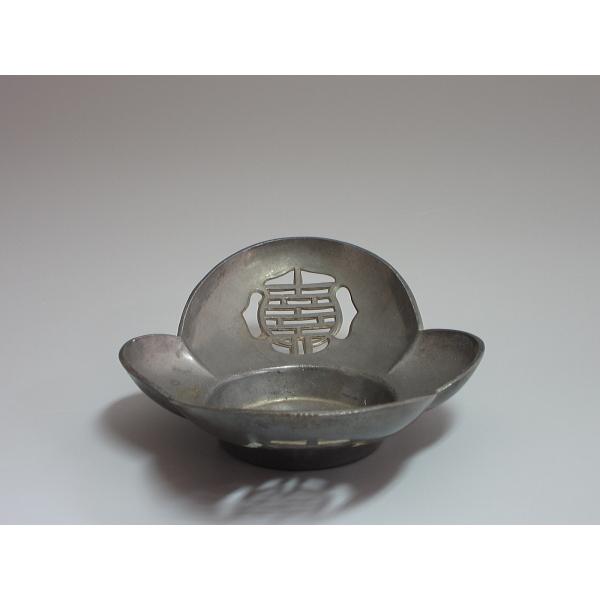 唐物古錫 木瓜式透茶托「全利老店」在銘 中国古玩 : 茶道具商 越 唐物古錫 木瓜式透茶托「全利老店」在銘 中国古玩 : 茶道具商 越