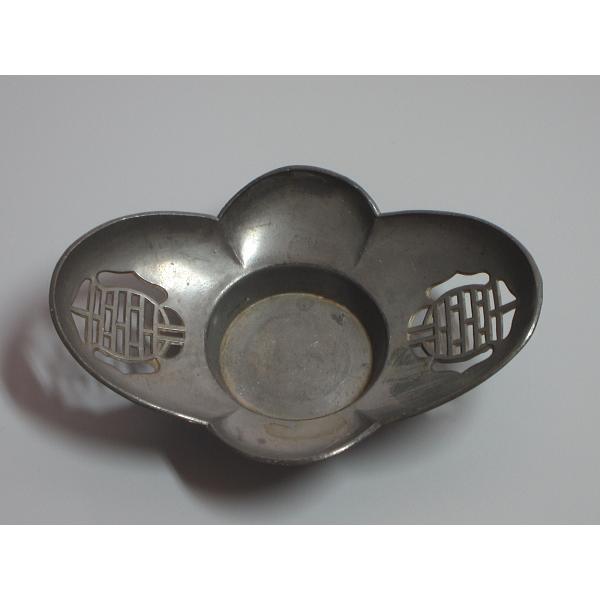 唐物古錫 木瓜式透茶托「全利老店」在銘 中国古玩 : 茶道具商 越 唐物古錫 木瓜式透茶托「全利老店」在銘 中国古玩 : 茶道具商 越