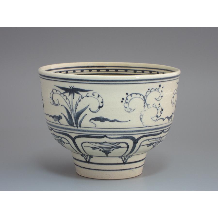 安南手草花紋茶碗 古曽部焼 寒川義崇造 共箱 : 茶道具商 越中屋 - 通販