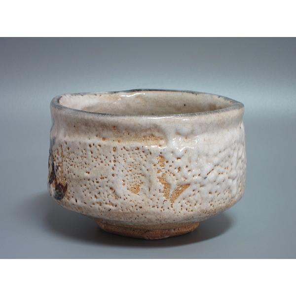 絵志野茶碗 二代山口錠鉄造 共箱 長石 釉