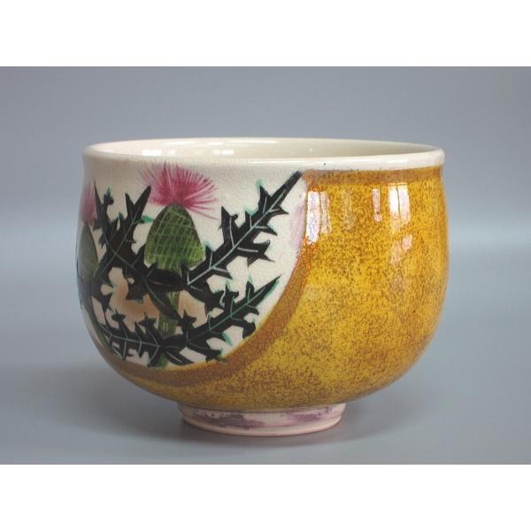 九谷焼 釉裏金彩アザミ絵茶碗 仙龍造 共箱 : 茶道具商 越中屋 九谷焼 釉裏金彩アザミ絵茶碗 仙龍造 共箱 : 茶道具商 越中屋