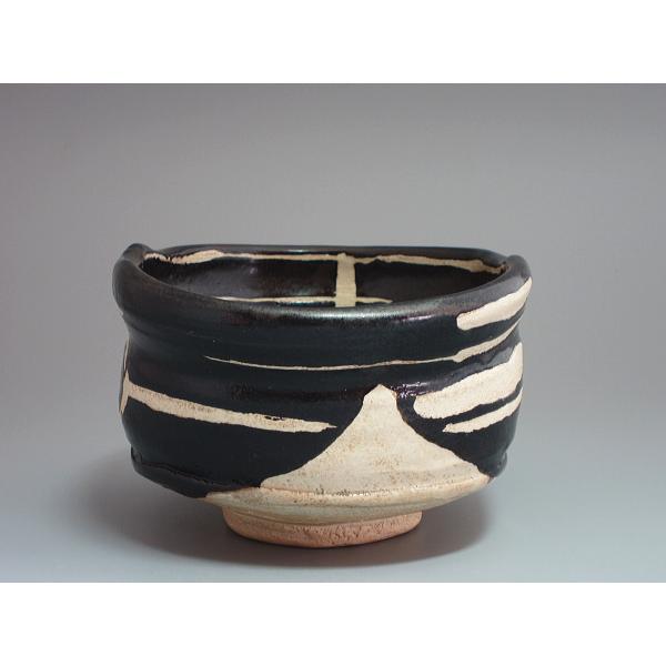 黒織部松風写茶碗 川本了生別作 共箱 : 茶道具商 越中屋 - 通販