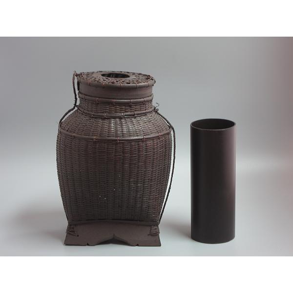 e2770 南蛮 花入 高さ25.5cm 木箱入り 茶道具 295 南蛮花入 竹下鹿丸 Nanban flower vase by Shikamaru