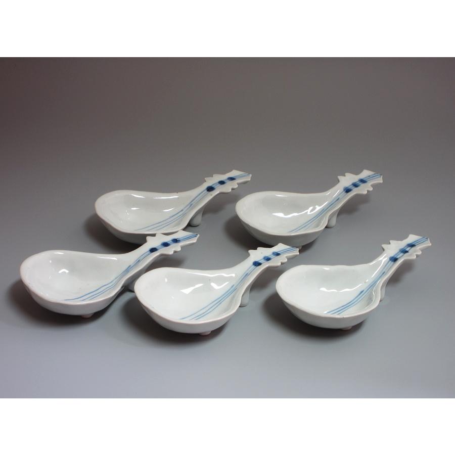 古染付写琵琶向付 五客揃 竹徳窯 梅峰造 共箱 : 茶道具商 越中屋