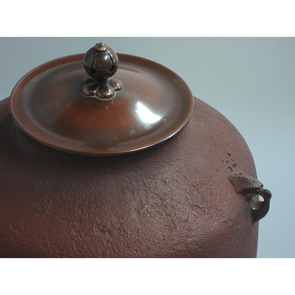 茶道具 刷毛目 平丸釜 畠春斎 共箱 鋳物 茶釜 工芸品 炉用