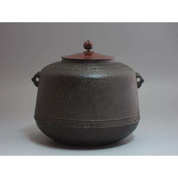 昭和レトロ あじろ鉄 鉄製 鉄器 鋳物 鋳鉄 万代屋釜 炉釜 焼抜炉用釜 茶道具 万代屋釜（別釜上／風炉用）南部鉄器釜師の作 紙箱入 : 茶道具商 越中