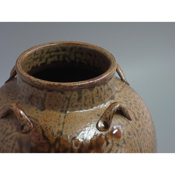 丹波焼四耳飾壺 尾中窯 市野克(二代市野信水)造 共箱 : 茶道具 丹波焼四耳飾壺 尾中窯 市野克(二代市野信水)造 共箱 : 茶道具