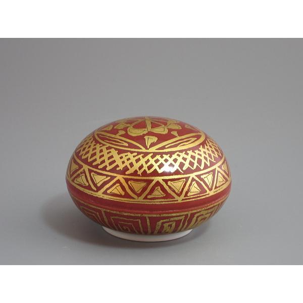 赤絵金襴手香合 小野珀子造 共箱 : kogo-hakuko-akaekinrande : 茶道具 
