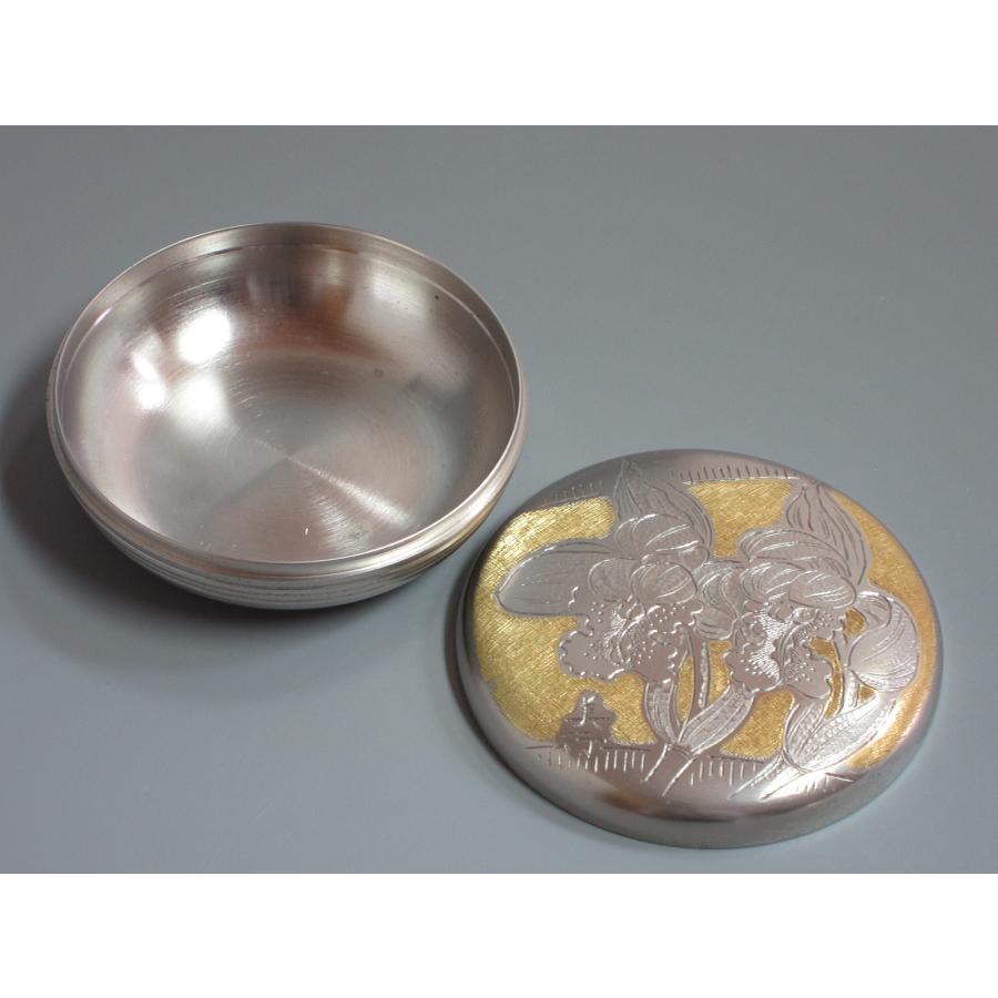 金銀彫金「双蘭花想」香合 文化勲章作家・帖佐美行造 共箱 : 茶道具商