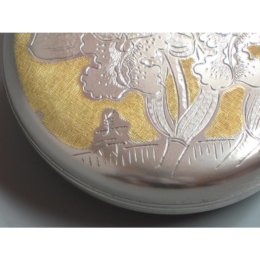 金銀彫金「双蘭花想」香合 文化勲章作家・帖佐美行造 共箱 : 茶道具商