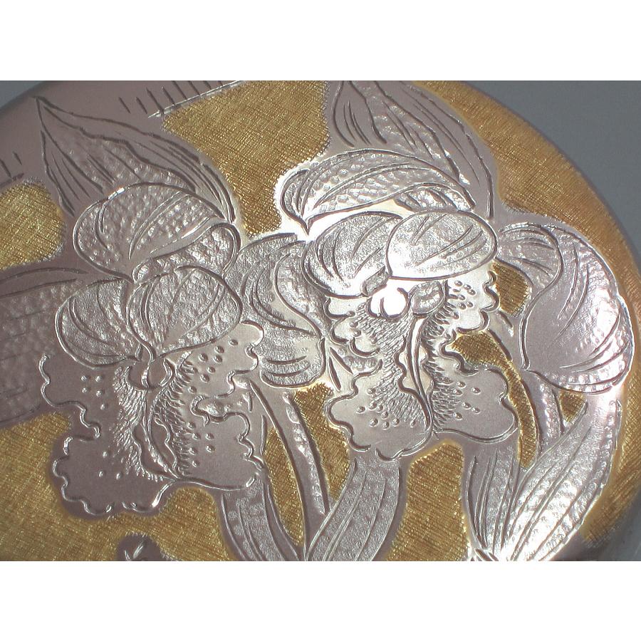 金銀彫金「双蘭花想」香合 文化勲章作家・帖佐美行造 共箱 : 茶道具商