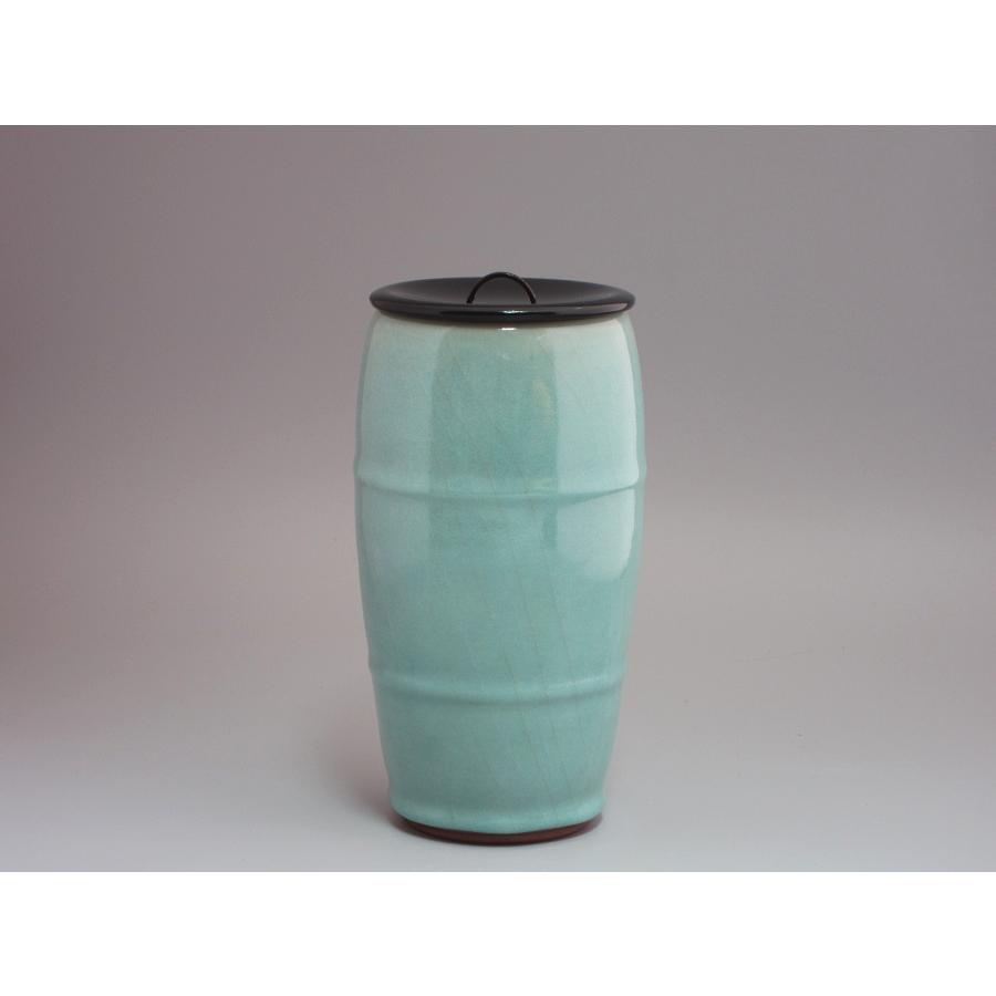 青磁竹節細水指 清閑寺焼 村田亀水造 共箱（桑小卓／中置などに