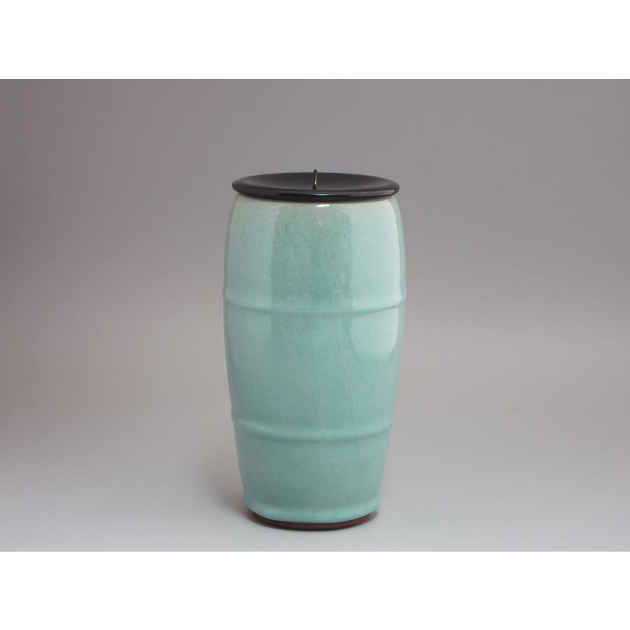 青磁竹節細水指 清閑寺焼 村田亀水造 共箱（桑小卓／中置などに