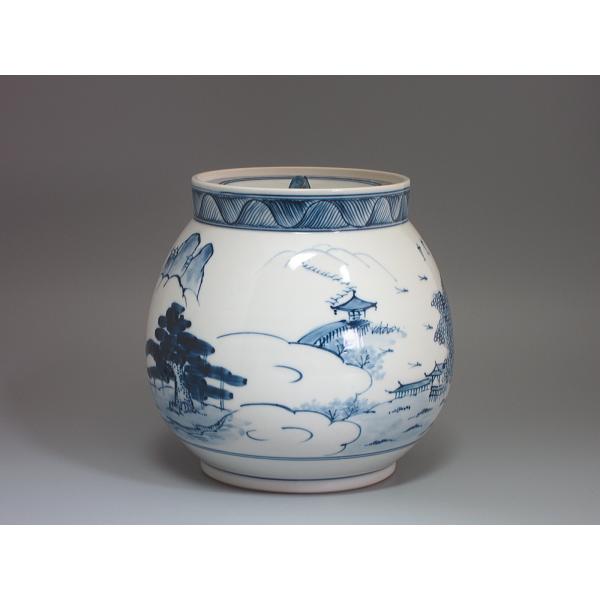 平安 祥堂 染付近江八景文 水指 水屋道具 茶道具 共箱美品!(染 平安 祥堂 染付近江八景文 水指 水屋道具 茶道具 共箱美品!(染