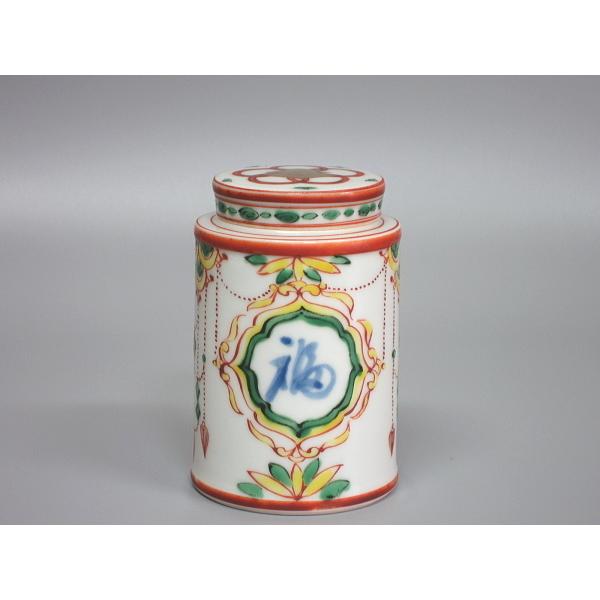 赤絵福寿茶入　清閑寺窯　八代 村田亀水造　共箱