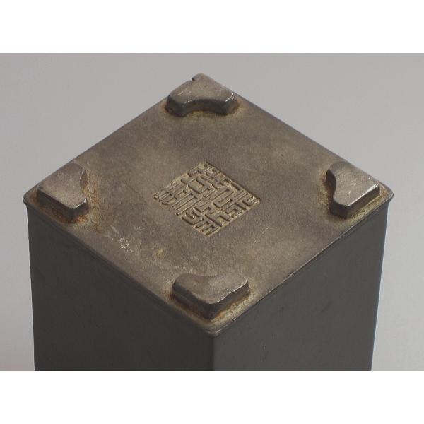 茶道具 古錫 唐木紫檀張 六角茶壷 茶心壷 一對 時代箱付 J R5494