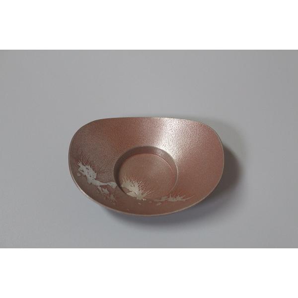 錫茶托小判形（赤イブシ） 松下喜山造 共箱 : 茶道具商 越中屋