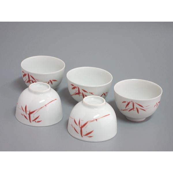 赤絵竹図煎茶碗 五客揃 村田亀水造（本体のみ） : 茶道具商 越中屋