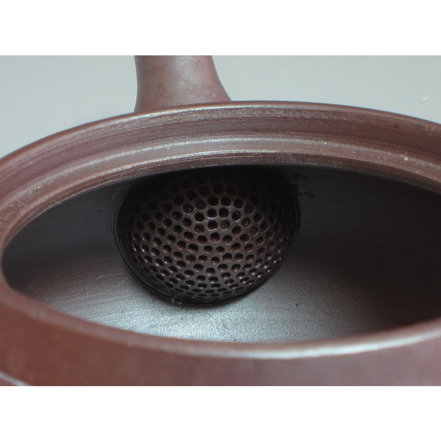 萬古焼 松鶴紋漢詩彫 横手急須 清泉堂 酔月造（四日市無形文化財