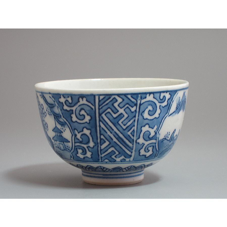煎茶器セット 九谷焼 染付山水図 竹網代碗筒付 : 茶道具商 越中屋