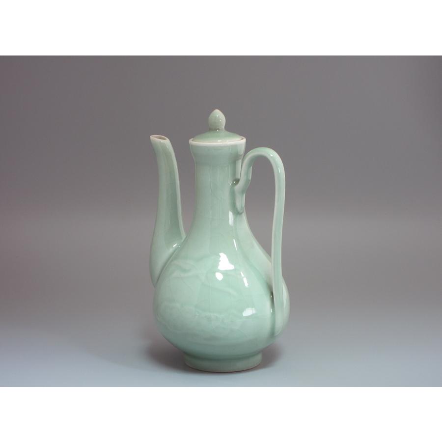 中国龍泉窯 青磁雲鶴紋水注／水指／水瓶／急須／ティーポット （本体