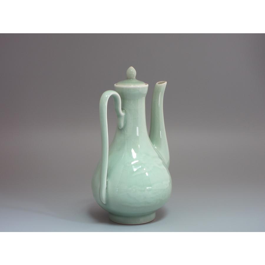 中国龍泉窯 青磁雲鶴紋水注／水指／水瓶／急須／ティーポット （本体